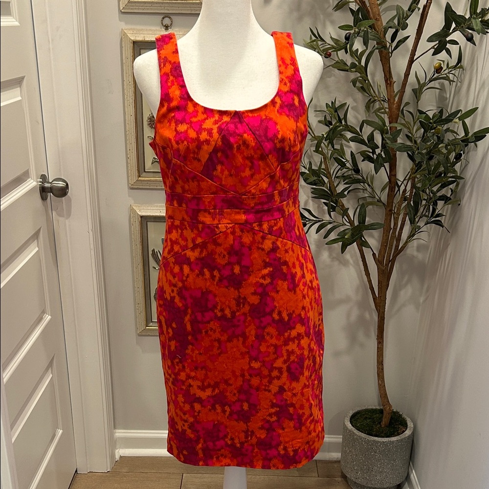 Michael Kors Women’s Orange and Pink Sleeveless Sheath Dress